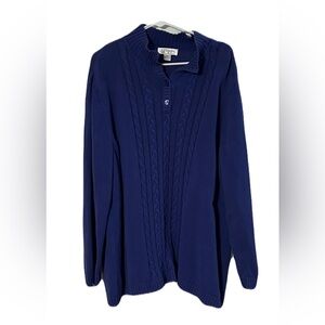 CJ Banks Purple/Navy Cowl Neck Sweater